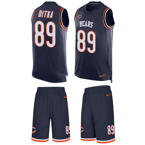 Men's Limited Mike Ditka Nike Jersey Navy Blue - #89 Tank Top Suit NFL Chicago Bears